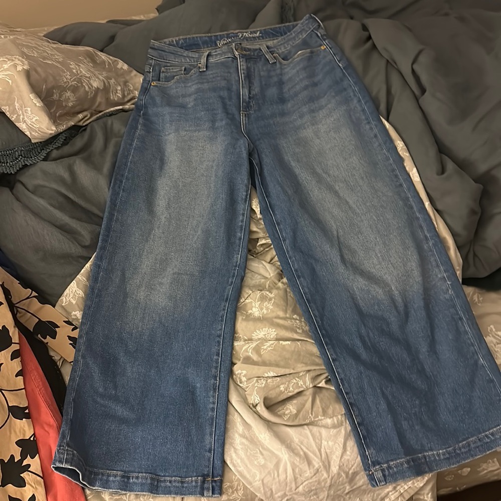 Denim wide leg pants